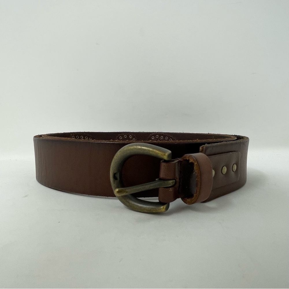 Riveted Design Brown Leather Belt